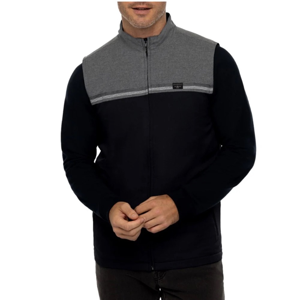 Travis Mathew Pascuales Golf Vest Heather Gray Stripe Black Performance 2023-M